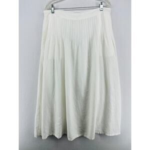 LAURA ASHLEY Skirt Linen Drop Waisted Long w/ Elastic Waist  White Large